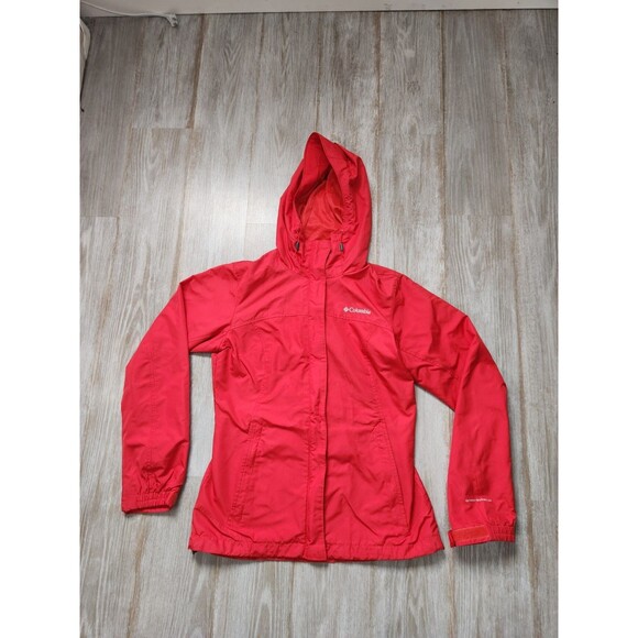 Columbia Women’s Rain Jacket Omni-Shield Waterproof Hooded Zip Red/Pink Sz S - Picture 1 of 12